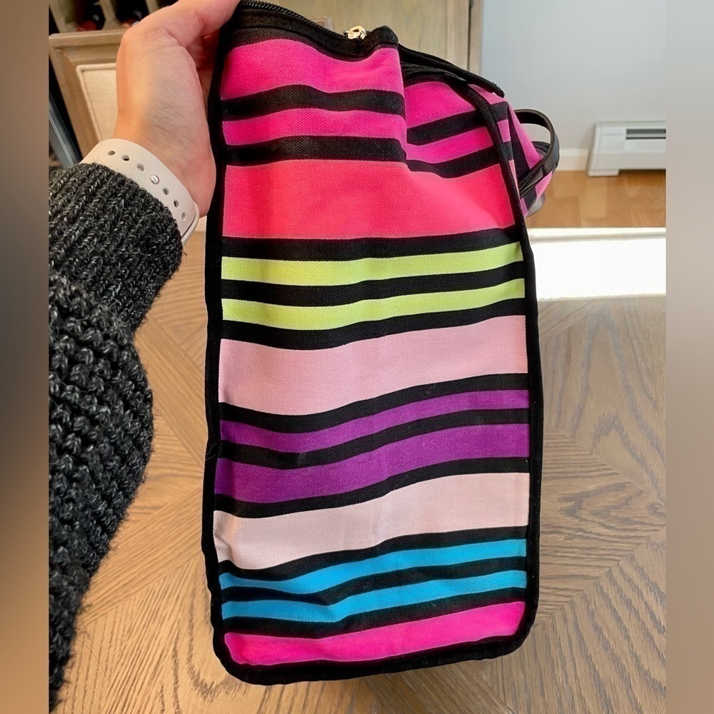 VICTORIA’S Secret Large Striped Rainbow Neon Tote Bag - Picture 5 of 11